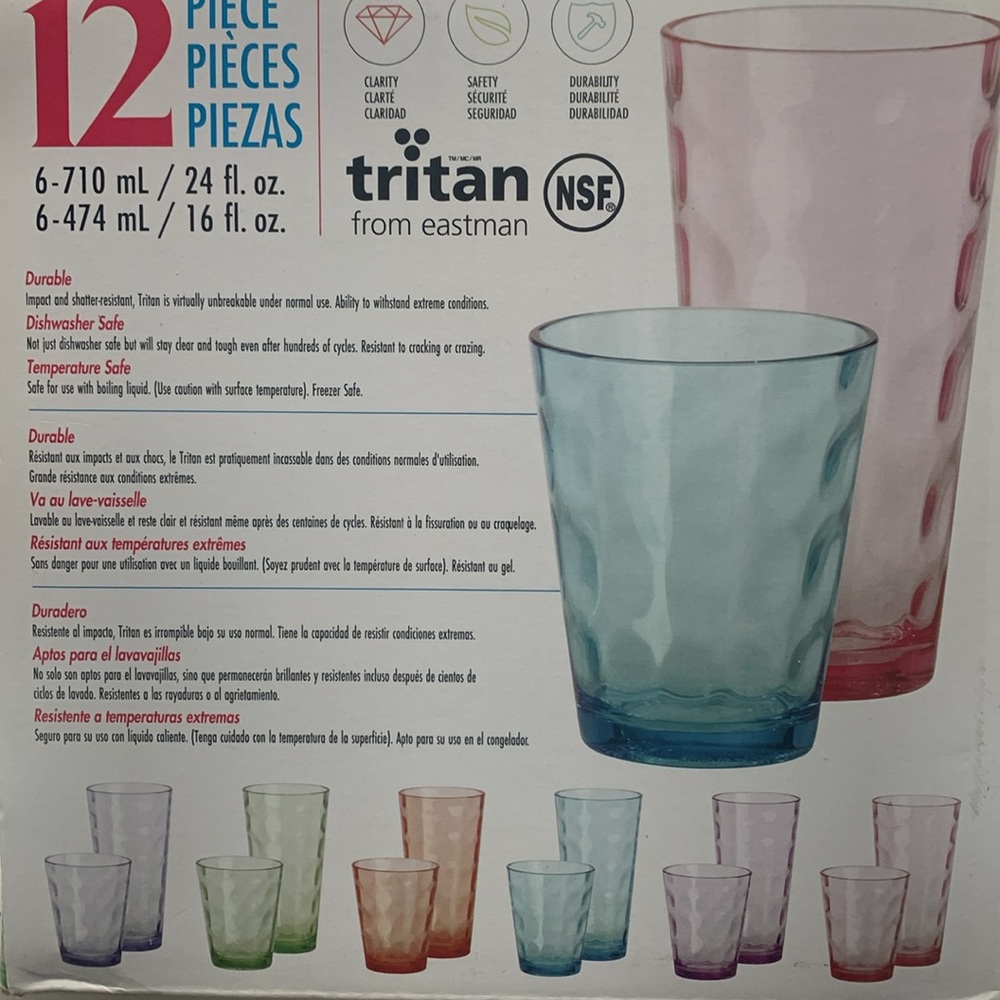 12 Pieces Shatterproof Tritan Drinkware Set - Picture 6 of 7